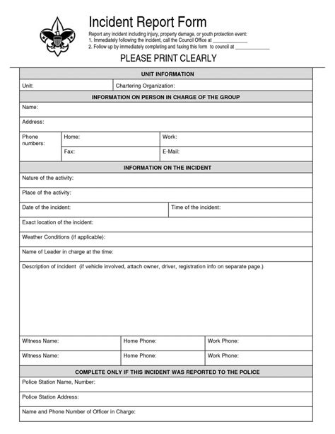 vehicle accident report form template free uk